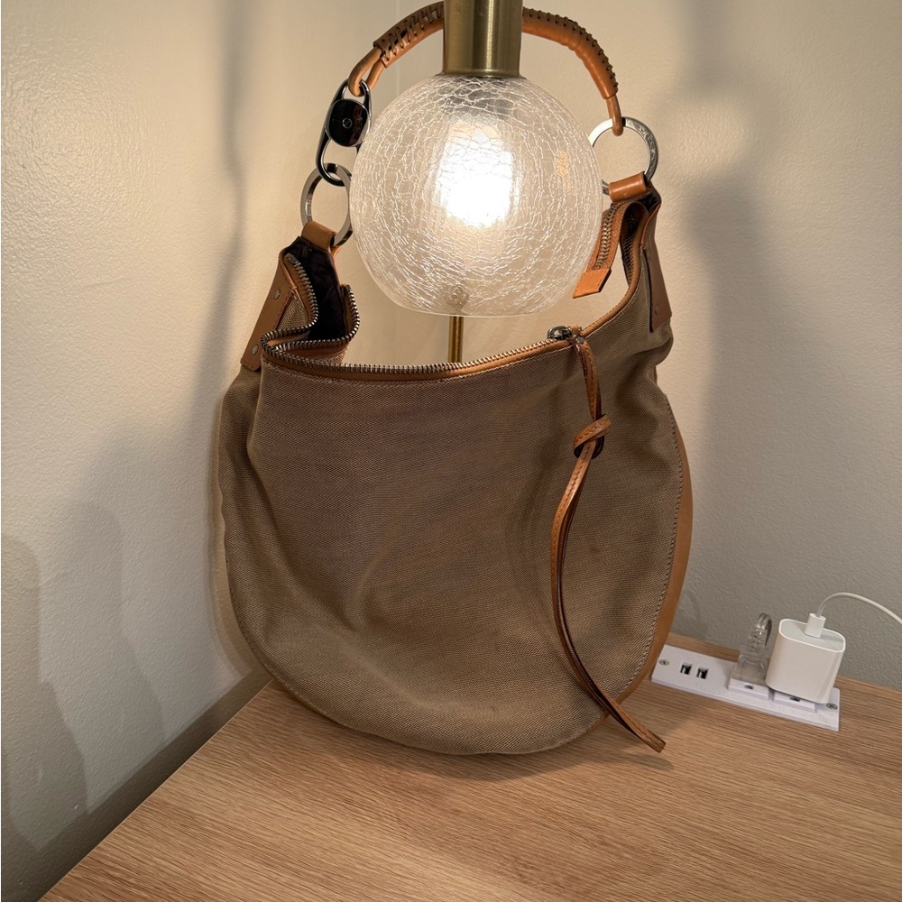*Rare* Gucci Half Moon Hobo Bag - Canvas and Soft Leather